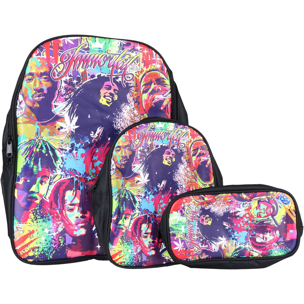 Dabtized Smoker Backpack & Zipper Pouch 3-Piece Set - 13"x16.5" / Music Legendz - Headshop.com