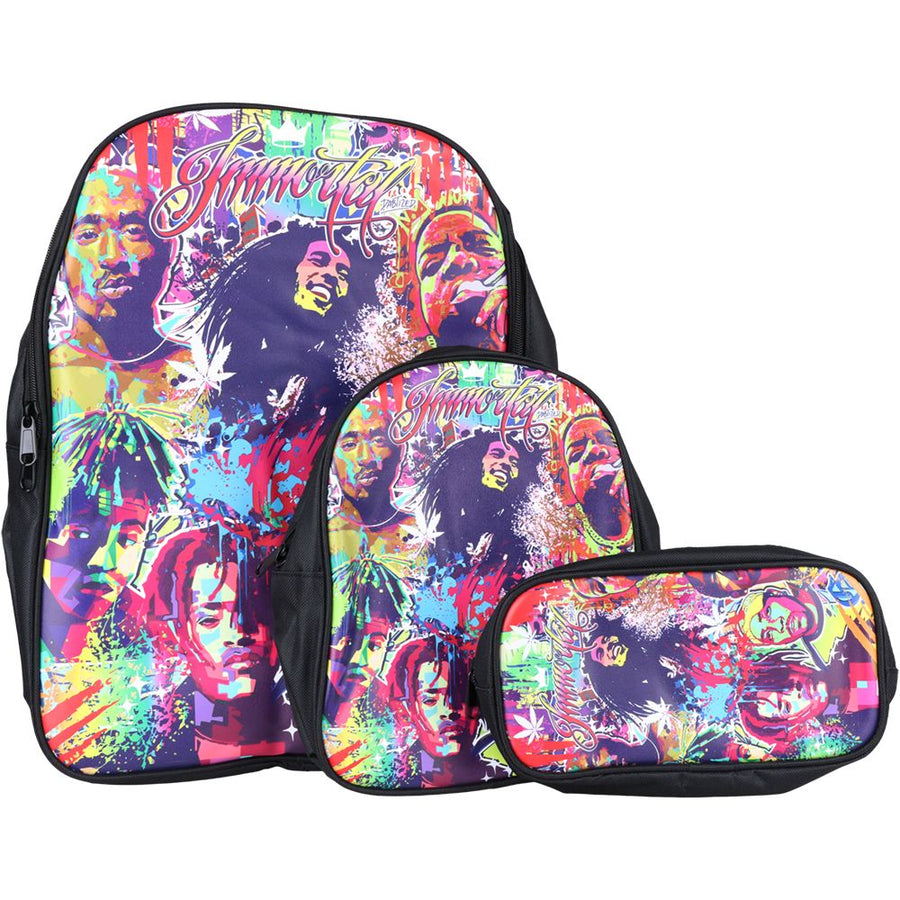 Dabtized Smoker Backpack & Zipper Pouch 3-Piece Set - 13"x16.5" / Music Legendz - Headshop.com