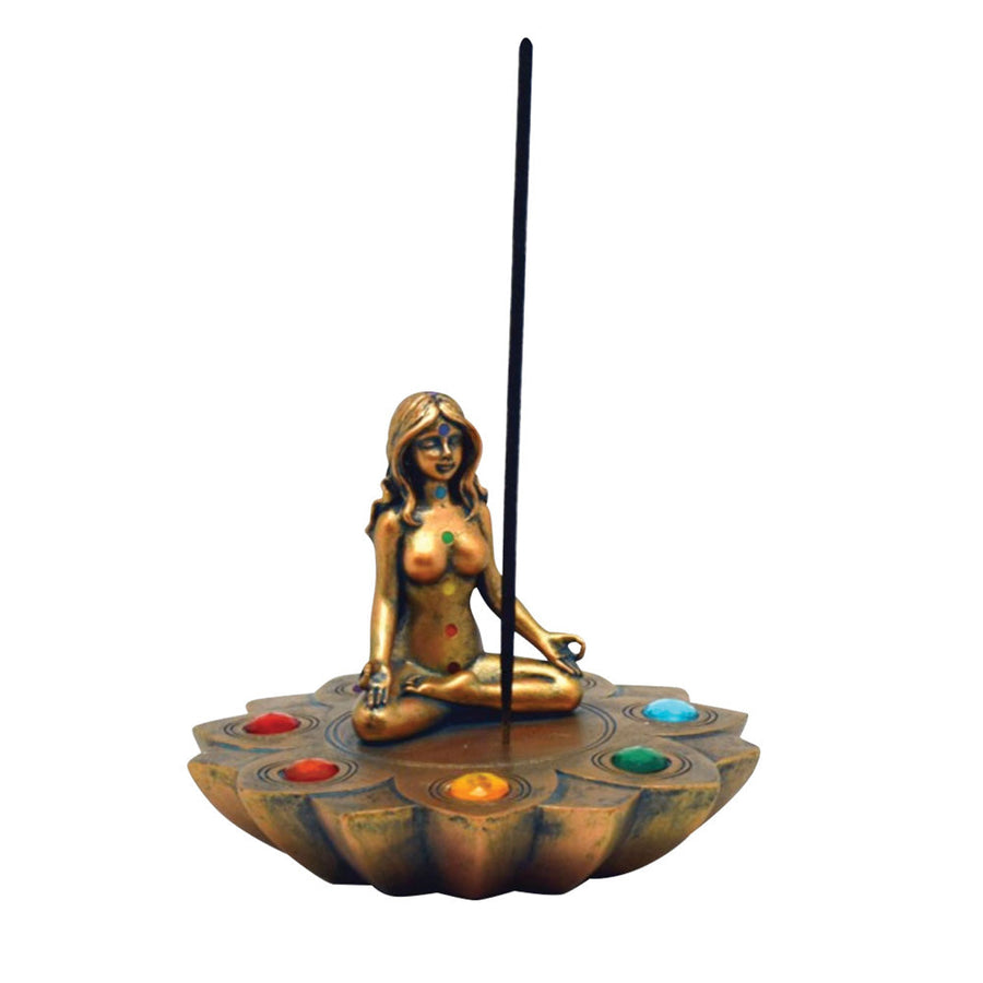 Bronze Chakra Stones Incense Burner - Headshop.com