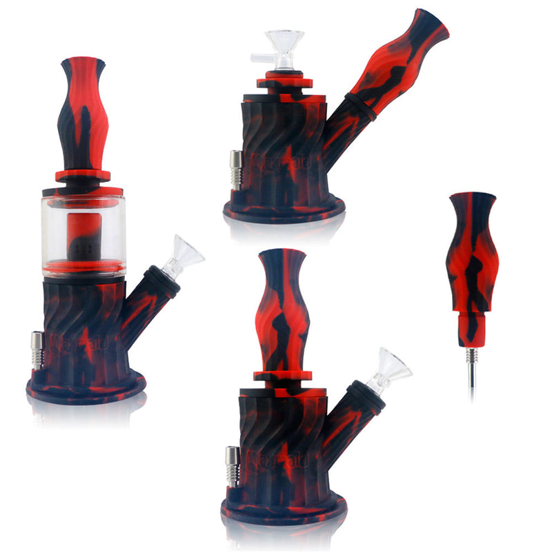 4 in 1 Silicone Water Pipe - 10" / 14mm F / Colors Vary - Headshop.com