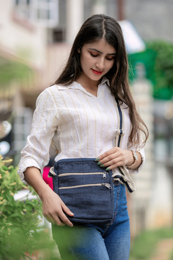 Core Hemp Multi Pocket Crossbody Purse - Himal Blue - Headshop.com