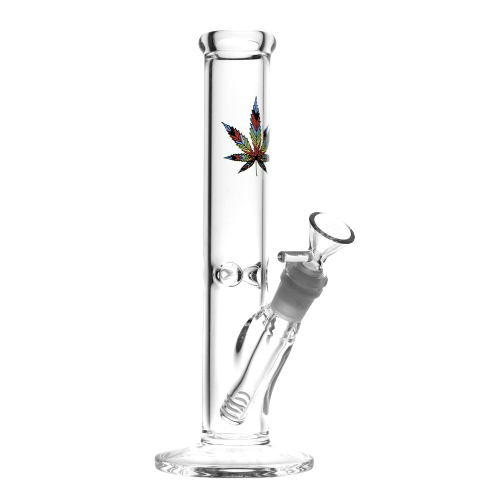 Rainbow Hemp Leaf Water Pipe - 10" / 14mm Female - Headshop.com