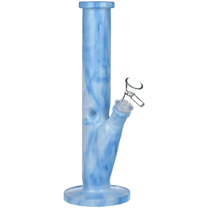 Marbled Straight Tube Glass Water Pipe - 10.75" / 14mm F / Colors Vary