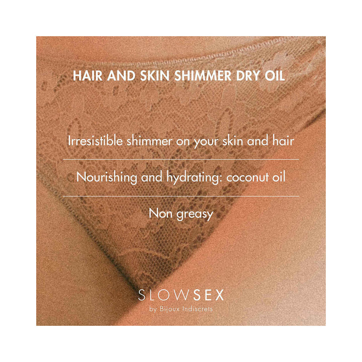 Bijoux Indiscrets Slow Sex Hair & Skin Shimmer Dry Oil 1 oz. - Headshop.com