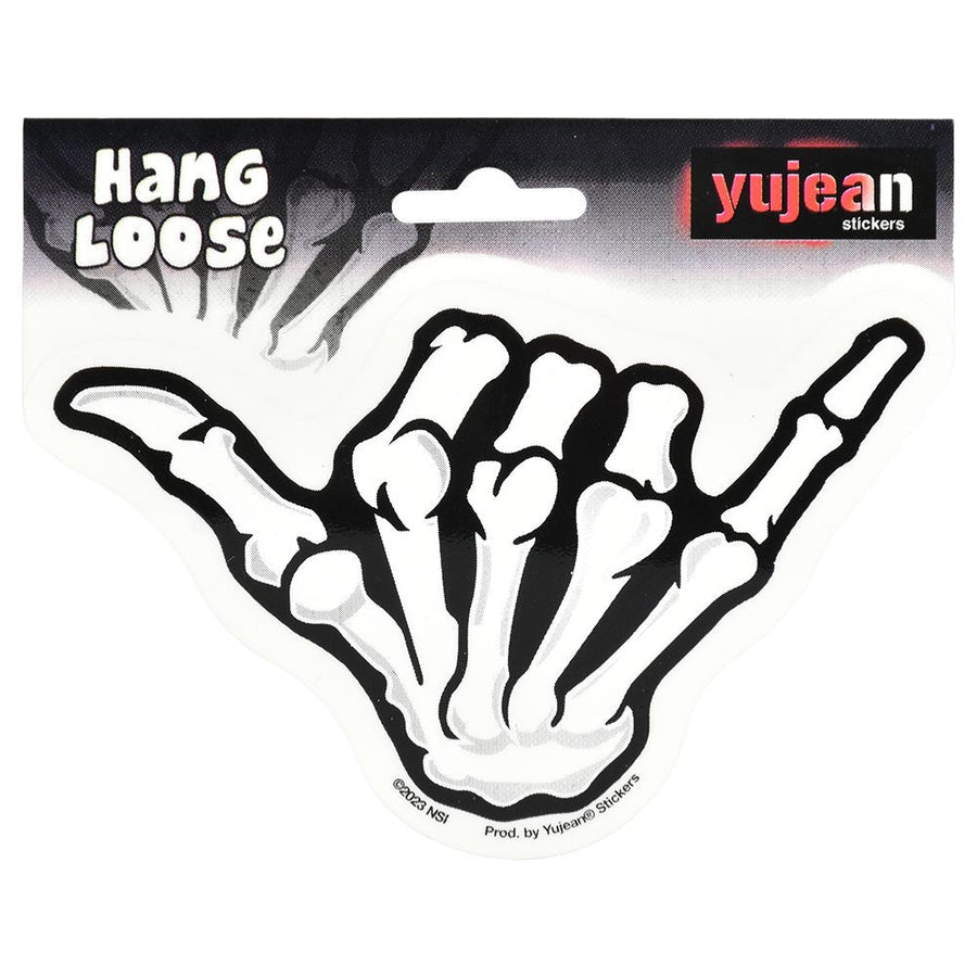 Bony Skeleton Hand Hang Loose Die-Cut Sticker - 4.8 x 3" - Headshop.com