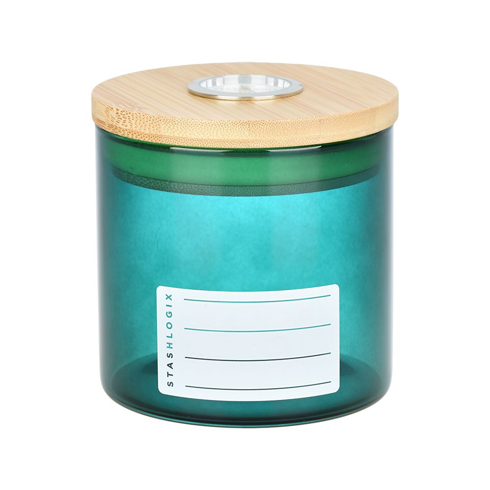 Stashlogix Bamboo Lid SmartJar w/ Analogue Humidity Sensor - Headshop.com