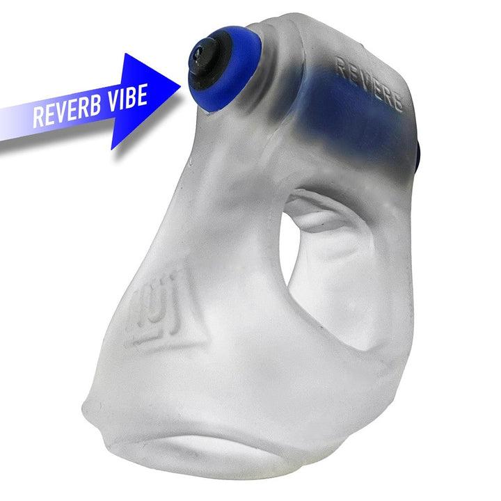 Hunkyjunk Revsling Cock & Ball Sling with Bullet Vibrator Clear Ice - Headshop.com