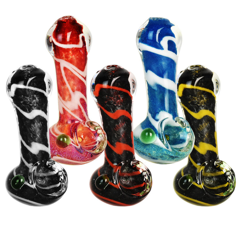 Colorful Worked Striped Spoon Pipe - 3" / Colors Vary - Headshop.com