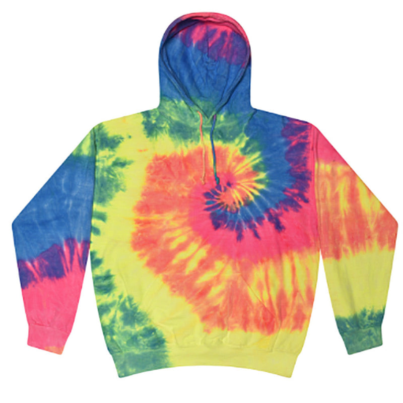 Unisex Tie-Dye Pull Over Hoodie | Neon Rainbow - Headshop.com