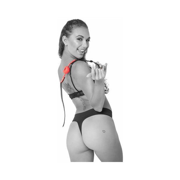 Sportsheets Sex & Mischief Amor Breathable Heart-Shaped Silicone Ball Gag Red - Headshop.com