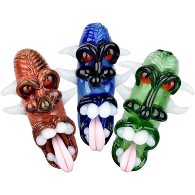 Menacing Monster Head Hand Pipe | 4.75" | Colors Vary - Headshop.com
