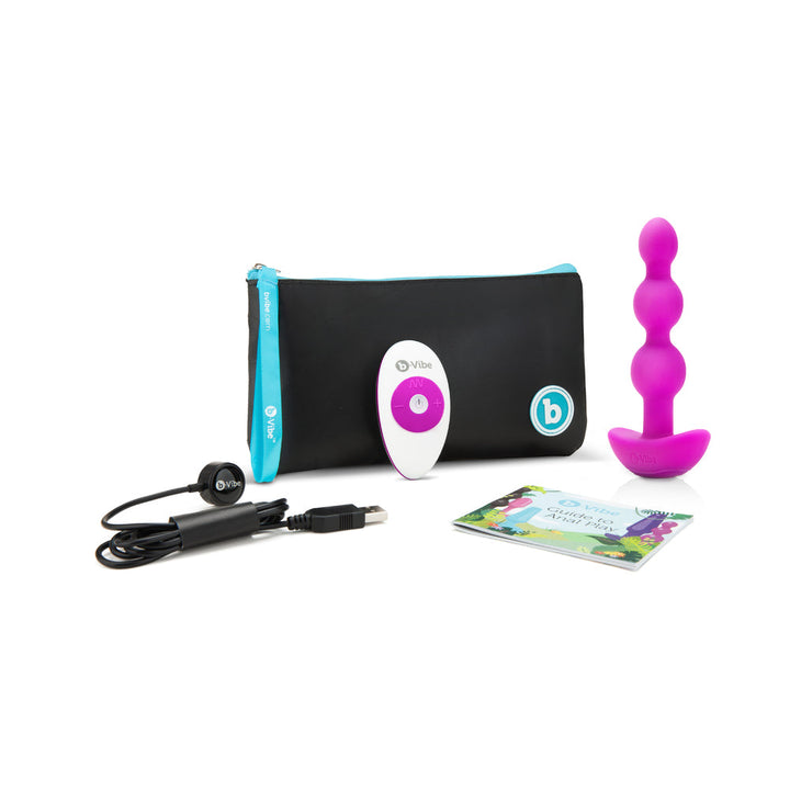 b-Vibe Triplet Rechargeable Remote-Controlled Vibrating Anal Beads Plug Fuchsia - Headshop.com