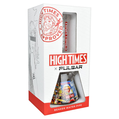 High Times x Pulsar Beaker Water Pipe - Magazine Covers / 10.5" / 14mm F - Headshop.com