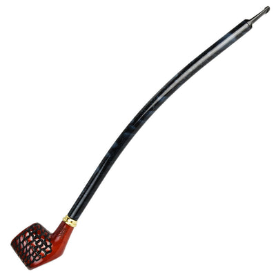 Pulsar Shire Pipes Curved Engraved Cherry Wood Tobacco Pipe - 15" - Headshop.com
