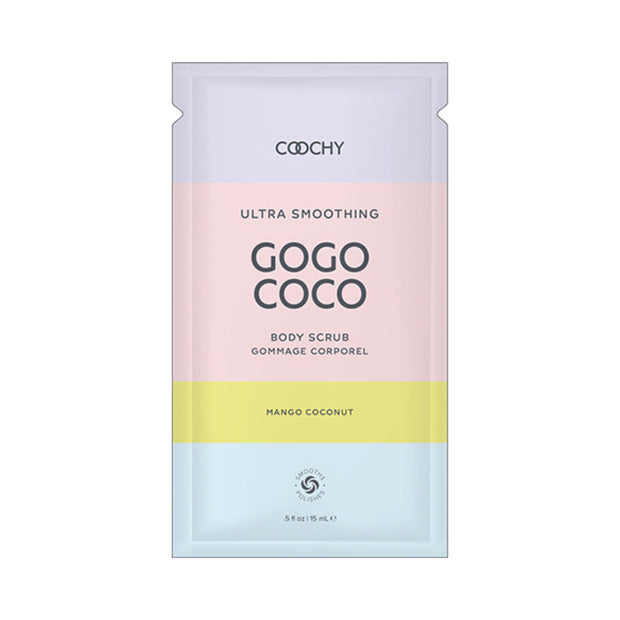 Coochy Ultra Smoothing Body Scrub Mango Coconut .35 fl. oz./10 ml Foil 24-Piece Bulk Bag - Headshop.com