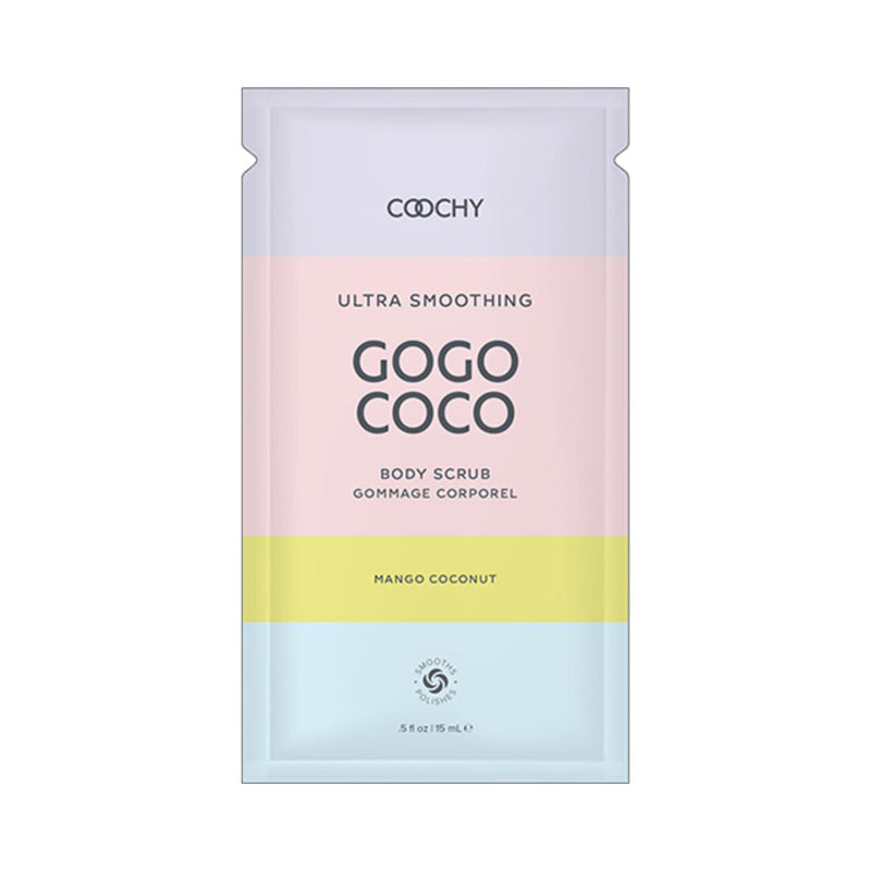 Coochy Ultra Smoothing Body Scrub Mango Coconut .35 fl. oz./10 ml Foil 24-Piece Bulk Bag - Headshop.com