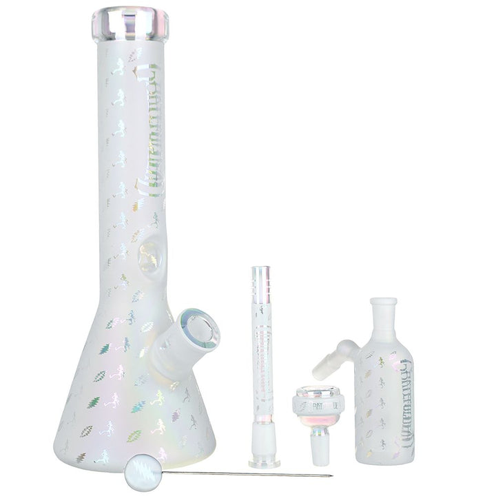 Grateful Dead x Pulsar Bolts And Skellies Glass Beaker Water Pipe Set | 13.75" | 14mm F - Headshop.com
