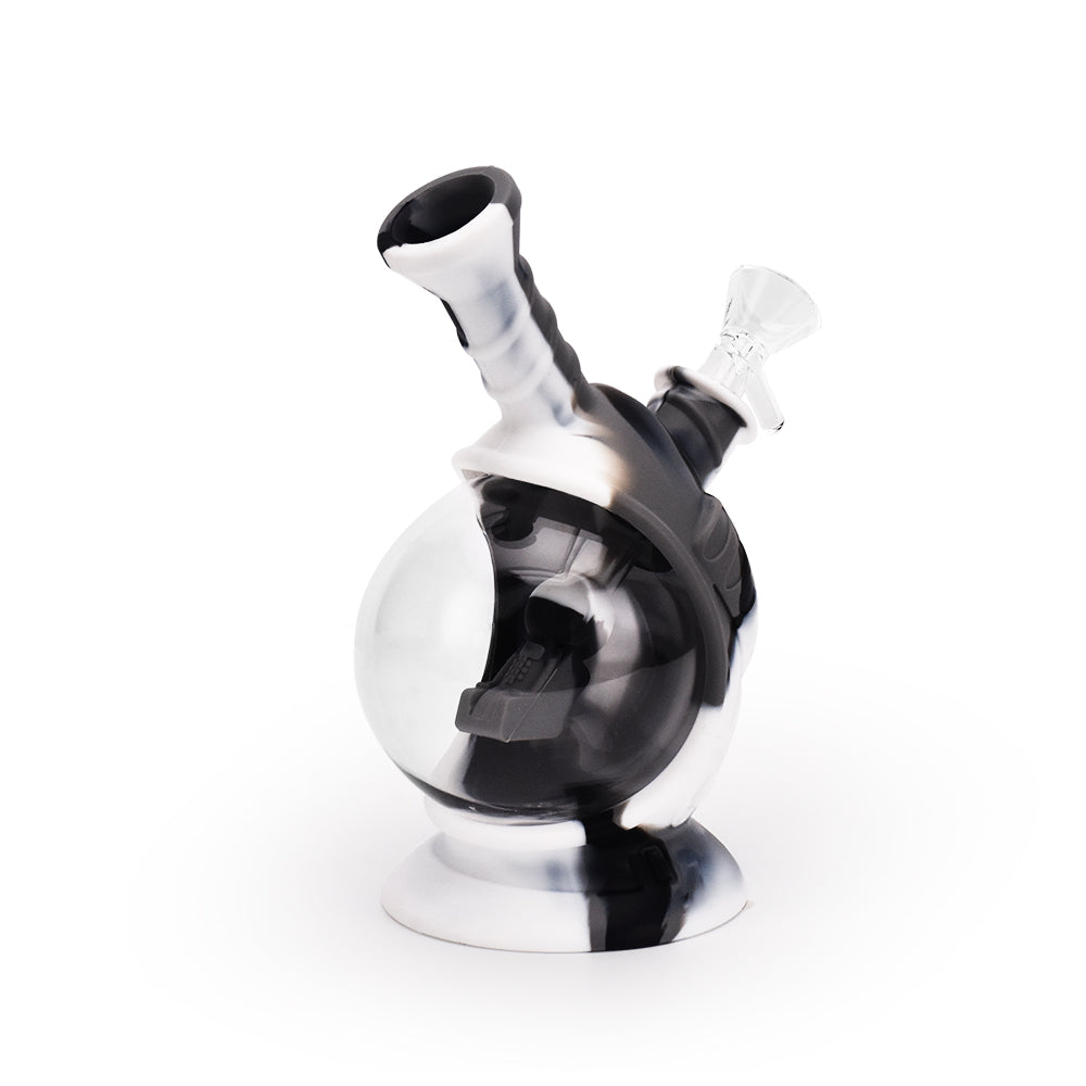 Ritual - 7.5'' Silicone Astro Bubbler - Black & White Marble - Headshop.com