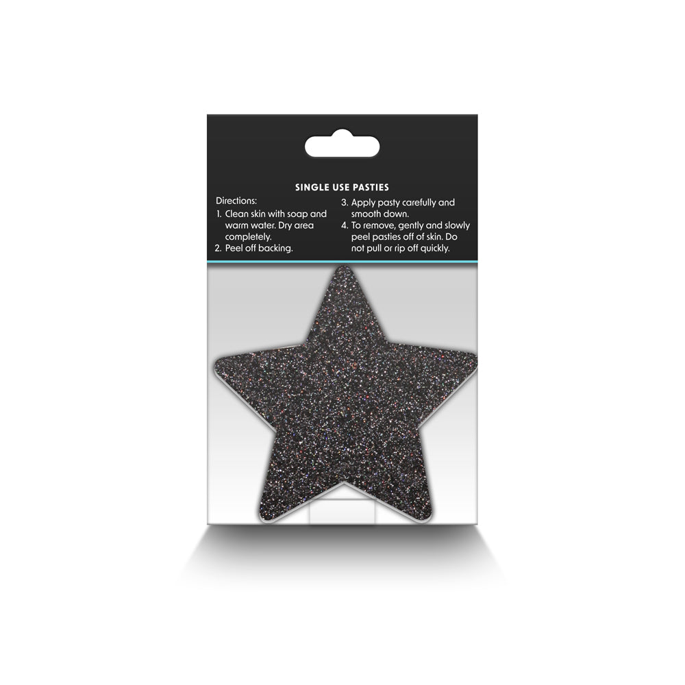 Pretty Pasties Glitter Stars Black/Gold 2 Pair - Headshop.com