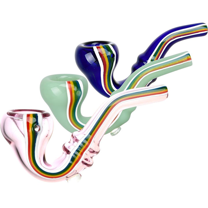 Striped Sherlock Glass Hand Pipe - 5" / 10CT - Headshop.com