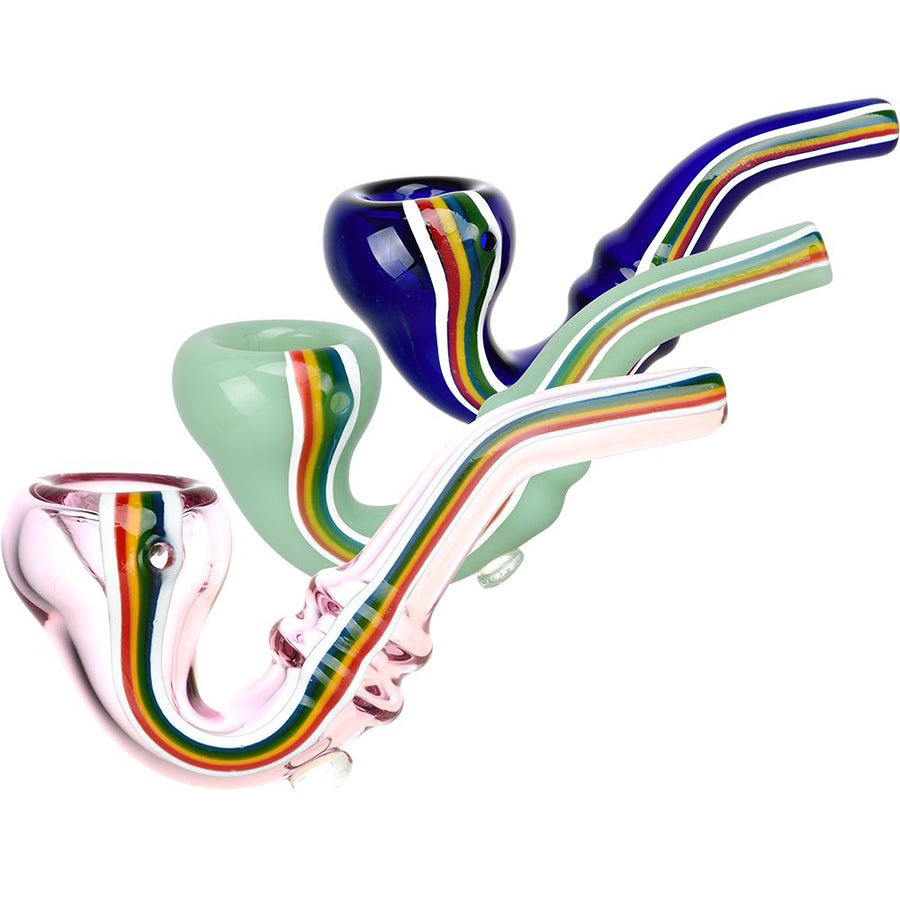 Striped Sherlock Glass Hand Pipe - 5" / 10CT - Headshop.com