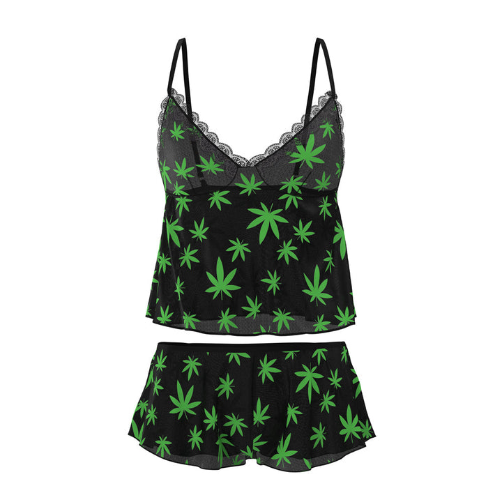 Magic Silk Hazy Dayz Cami & Short Set Pot Leaf S/M - Headshop.com
