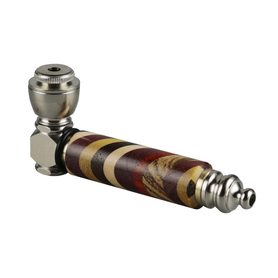 Rainbow Wood & Stainless Steel Hand Pipe - Headshop.com