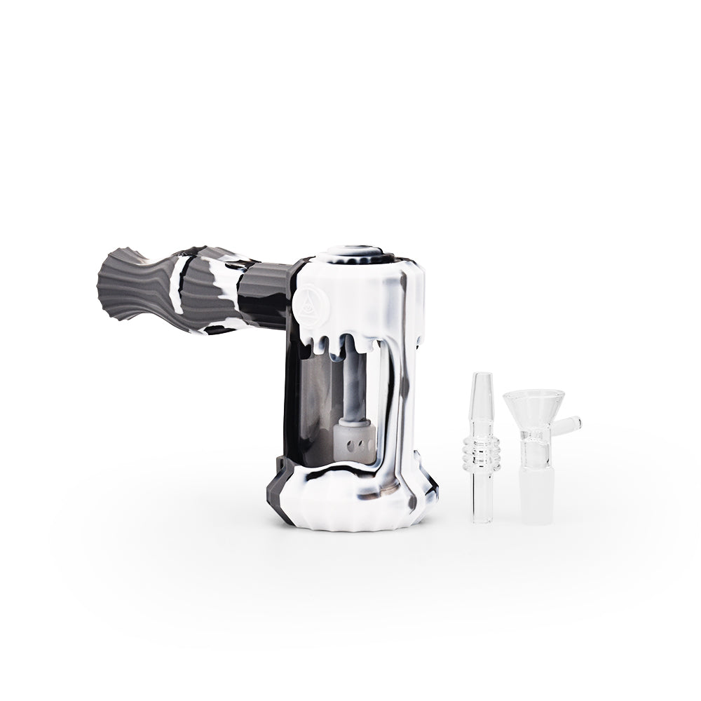Ritual - 6'' Duality Silicone Dual Use Bubbler - Black & White Marble - Headshop.com