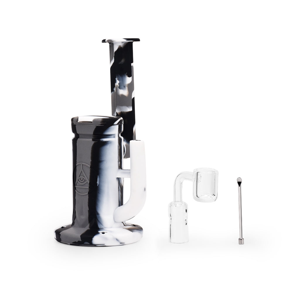 Ritual - 8.5'' Silicone Sidecar Rig - Black & White Marble - Headshop.com