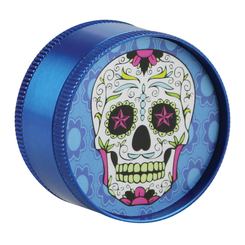 12 PC DISPLAY - 2" 3pc DOTD Sugar Skull Grinder - Assorted Colors - Headshop.com