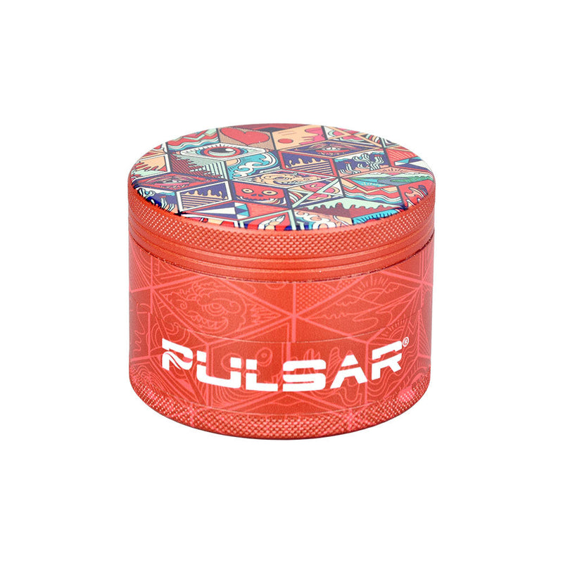 Pulsar Design Series Grinder with Side Art - Symbolic Tiles / 4pc / 2.5" - Headshop.com
