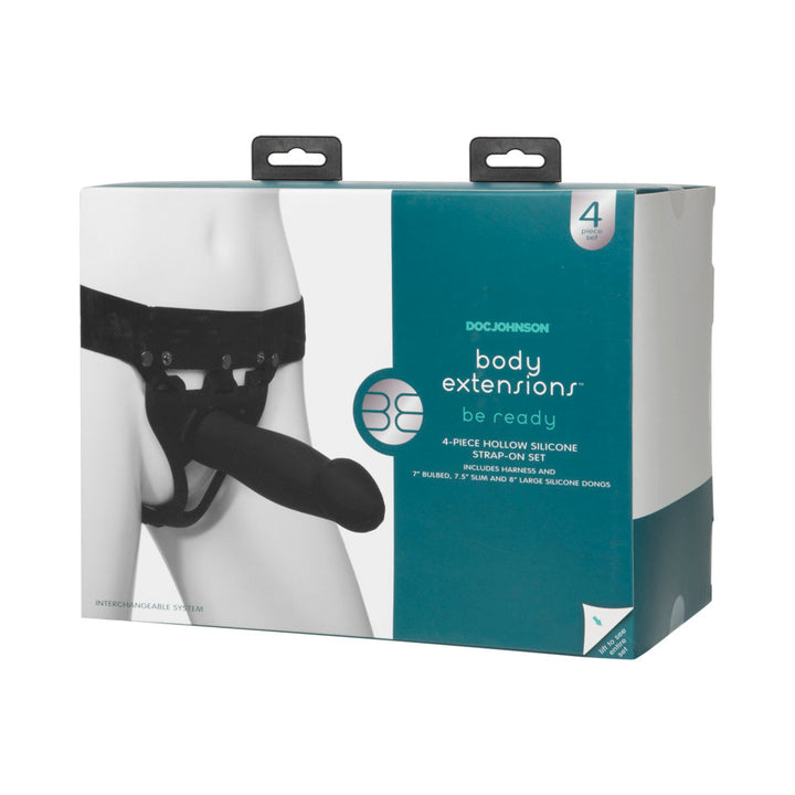 Be Ready Body Extensions Hollow Strap-On 4-Piece Set Black - Headshop.com
