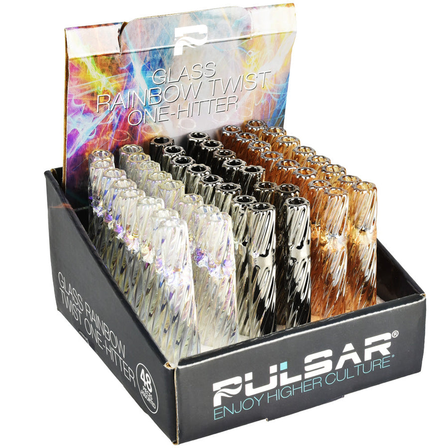 Pulsar Rainbow Twist Glass One Hitter - 4"/Asst - 48PC DISP - Headshop.com