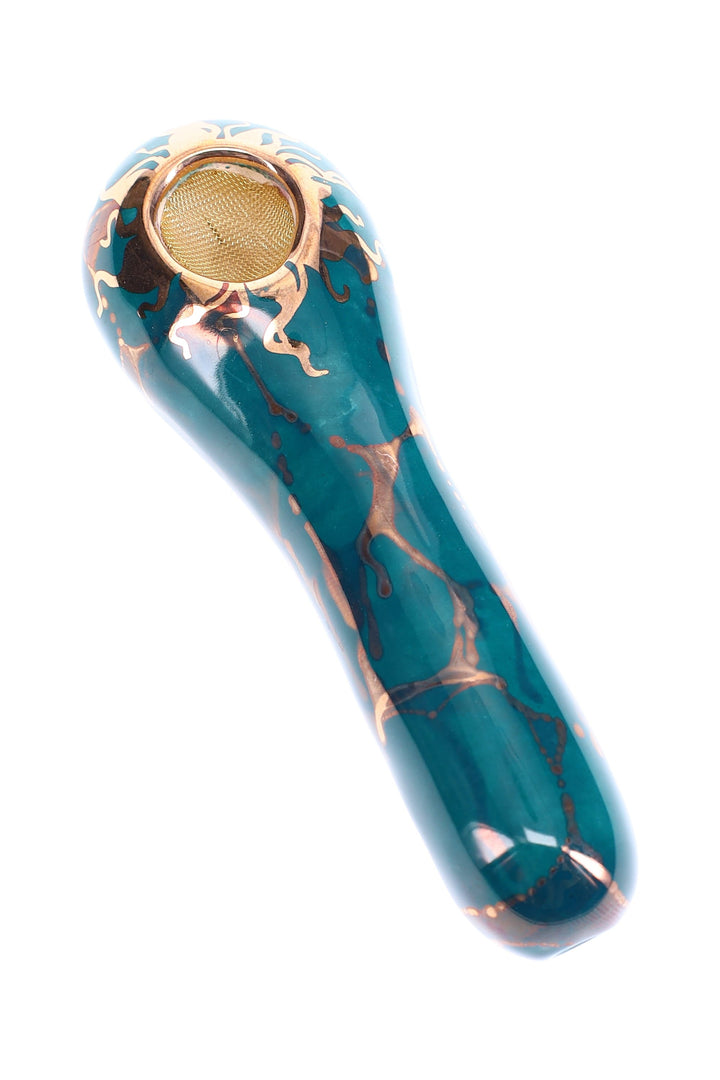 Ancient Creations Ceramics 4″ Ceramic Spoon Hand Pipe – Brass Screen – US-Made