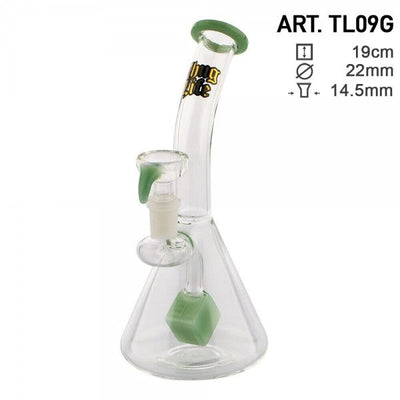 Thug Life | 7" Cube Perc Green Glass Water Pipe - Headshop.com