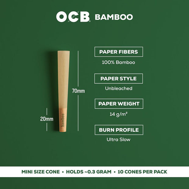 OCB Unbleached Bamboo Pre-Rolled Cones | 24pk Display