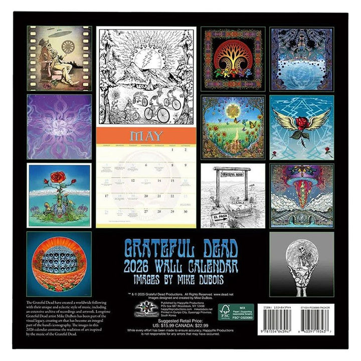Grateful Dead 2026 Wall Calendar - 12" x 12"