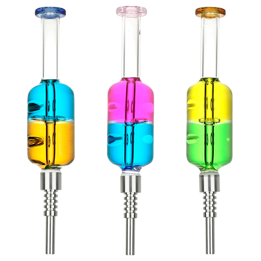Dual Color Glycerin Dab Straw w/ SS Tip - 8" / Colors Vary - Headshop.com