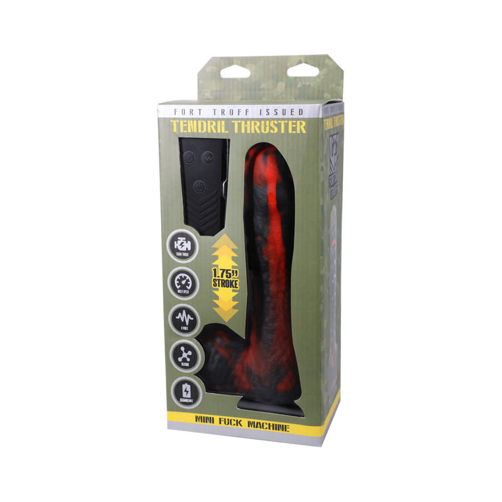 Fort Troff Tendril Thruster Mini Fuck Machine Rechargeable Remote-Controlled Silicone 8.5 in. Thrusting Dildo Red/Black
