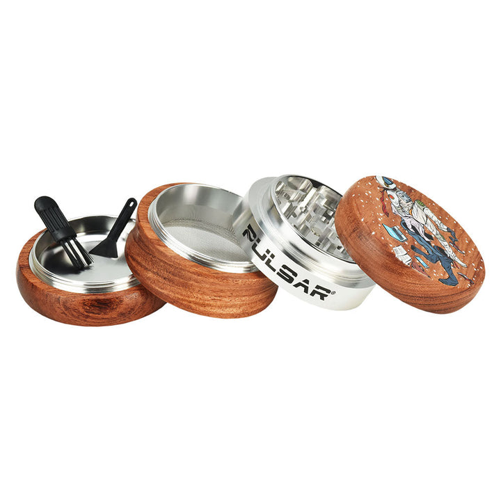 Pulsar Wood/Aluminum Grinder -4pc/2.5"/Super Spaceman - Headshop.com