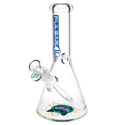 Pulsar Bottoms Up Sacred Cat Geometry Water Pipe - 10"/14mm F - Headshop.com