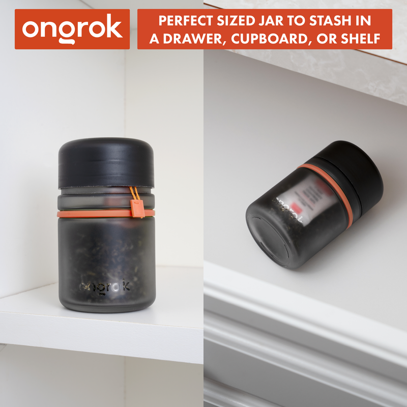 Ongrok Child Resistant Glass Storage Jar, 3 pack x 180ml each - Headshop.com