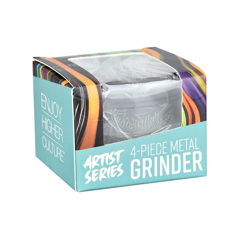 Pulsar Design Series Grinder with Side Art - Hemp Mandala / 4pc / 2.5" - Headshop.com