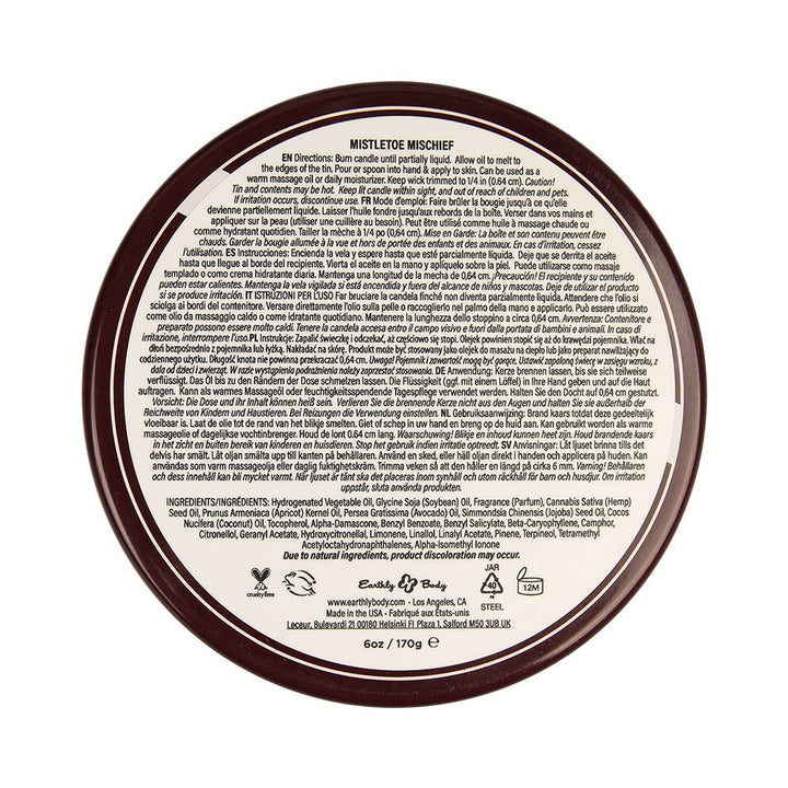 Earthly Body Hemp Seed 3-in-1 Massage Candle Mistletoe Mischief 6 oz. - Headshop.com