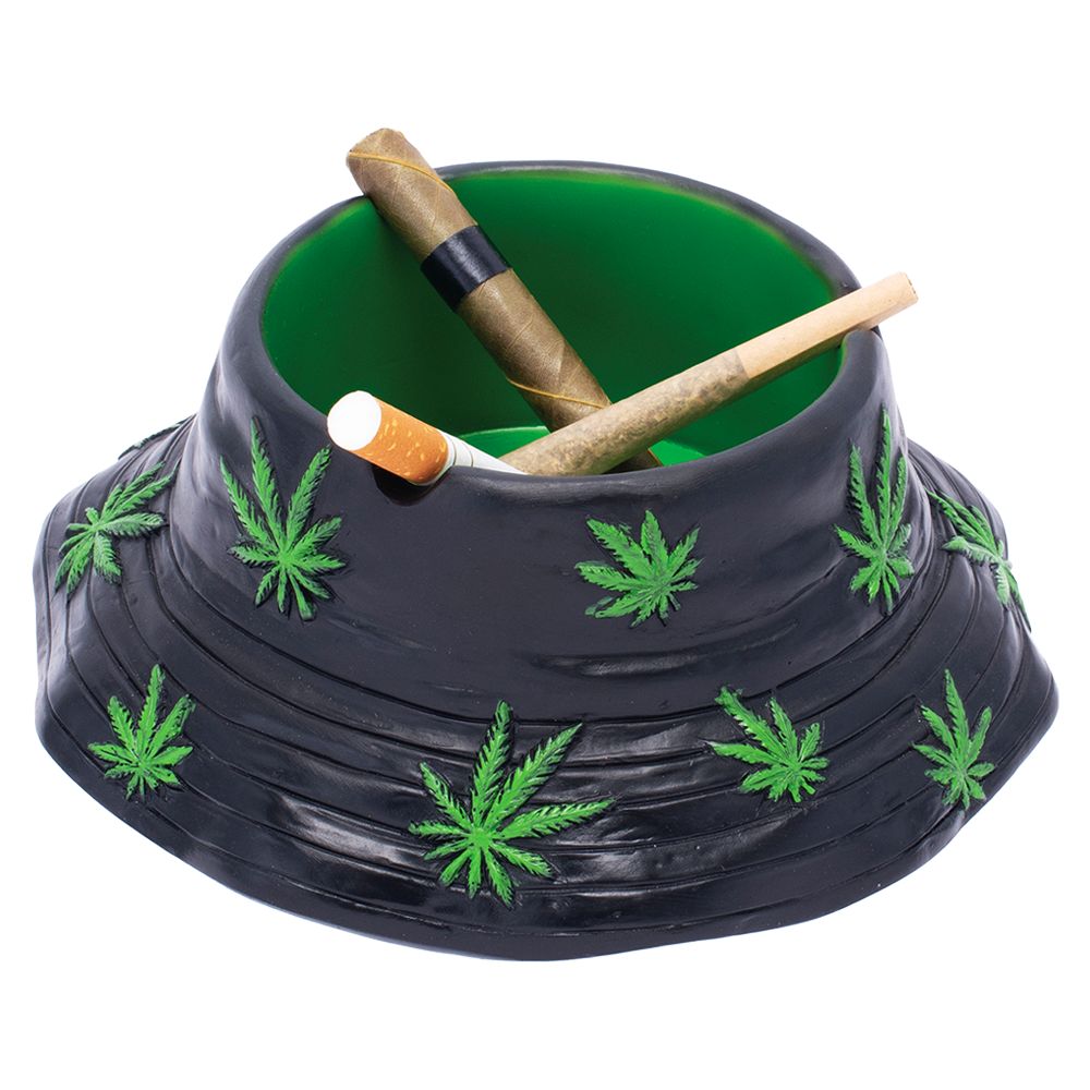 Fujima Black & Green Leaf Bucket Hat Ashtray - 5.75" - Headshop.com