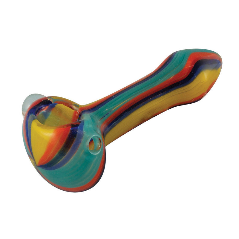 4" Multicolored Glass Pipe w/ Stripes - Headshop.com