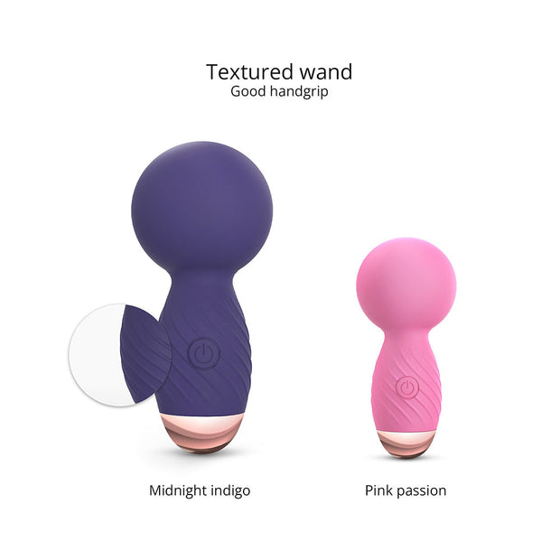 Love to Love Itsy Bitsy Rechargeable Silicone Mini Wand Vibrator Midnight Indigo - Headshop.com