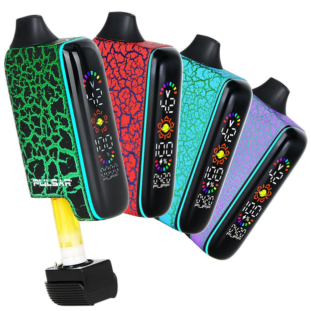 8CT DISPLAY - Pulsar 510 DL 5.0 LCD Screen Vape Bar Crackle Series - 1000mAh / Assorted Colors