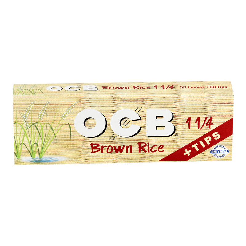 24PC DISPLAY - OCB Brown Rice Rolling Papers W/ Tips - Headshop.com