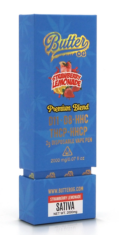 Butter OG Premium Blend D11, D8, HHC, THCP, HHCP 2g Disposable Vape - Strawberry Lemonade (Sativa) - Headshop.com